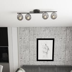 EMIBIG LIGHTING Таванска лампа Kairo, черна/пушено сива, метал, 4-крилна., Затъмняване, Черен, Дневна/трапезария, Метал, Модерен