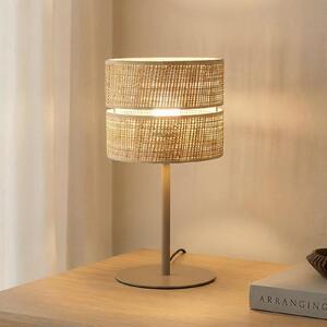 TK Lighting Настолна лампа Calma, бежова, рафия, височина 38 cm, E27, Бежов, Дневна/трапезария, Други материали