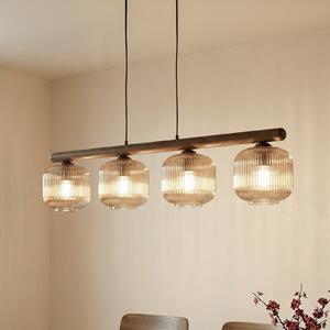 TK Lighting Висяща лампа Salvia, кафяво/коняк, стъкло, дължина 95 cm, E14, Затъмняване, Дърво, Дневна/трапезария, Стъкло