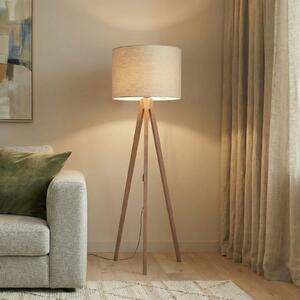 TK Lighting Стелажна лампа Grand, бежова/орех, височина 145 cm, E27, Дърво, Дневна/трапезария, Дървесина, Модерен, Триножник