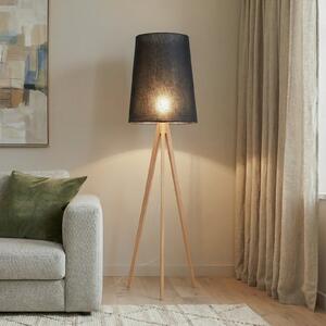 TK Lighting Стелажна лампа Walz, черна, дърво, височина 175 cm, E27, Дърво, Дневна/трапезария, Дървесина, Модерен, Триножник