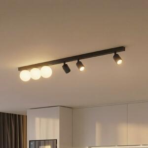TK Lighting Таванска лампа Vox, 6-пламъчна, стъкло, черна, дължина 159 cm, Затъмняване, Черен, Дневна/трапезария, Стъкло