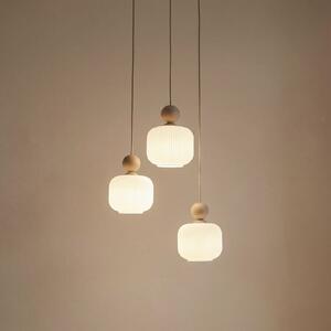 TK Lighting Висяща лампа Ballo, 3-пламъчна, бяла, стъкло, Ø 35 cm, Затъмняване, Бежов, Дневна/трапезария, Стъкло