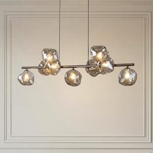TK Lighting Висяща лампа „Лава“, кафява, с 9 лампи, стъкло, дължина 116 см, G9, Затъмняване, Кафяв / ръждив, Дневна/трапезария, Стъкло