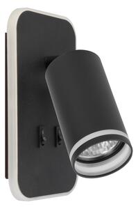 LED стенен спот PIPE 1xGU10/10W/230V + LED/6W черен