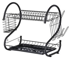 Сушилник за съдове Rosberg R53000H, 40 cm, метал и пластмаса, 2 нива, черен