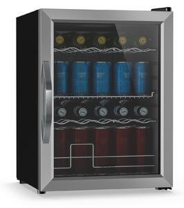 Klarstein Хладилник за напитки Beersafe със стъклена врата | 64 x 48 см | Вътрешно LED осветление | Сребристо-черен