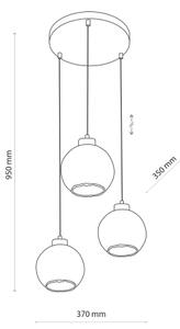 LED полилей на кабел DEVI 3xE27/15W/230V черен/димно-бежов