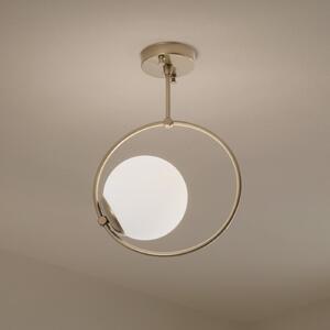 Opviq Таванна лампа Dolunay, Ø 26 cm, златист, стъкло, E27, Затъмняване, Злато / месинг, Дневна/трапезария, Метал, Модерен
