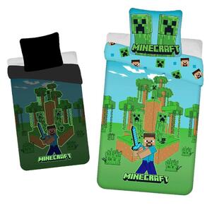 Единично памучно детско спално бельо със светещ ефект 140x200 cm Minecraft "Jungle Fight" – Jerry Fabrics