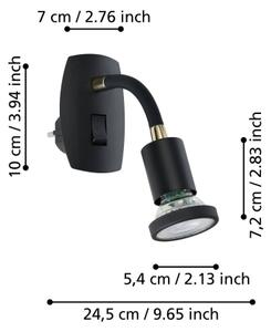 Eglo 300912 - LED осветително тяло за контакт PARRINI 1xGU10/4,5W/230V черно