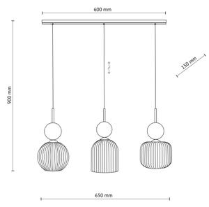 Полилей на кабел SOPHIA 3xE14/10W/230V черен/зелен/опушено бежово