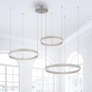 JUST LIGHT. GmbH LED висяща лампа Lilluti, сребриста, желязо, алуминий, 3 пръстена, Затъмняване, Металик, Дневна/трапезария, Метал, Модерен