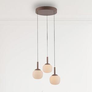 JUST LIGHT. GmbH LED висяща лампа Nami, 3 лампи, кръгла, пясъчен цвят, бяла, стъкло, желязо, Затъмняване, Бежов, Дневна/трапезария, Стъкло, Глобус