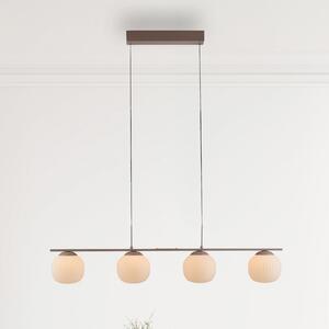 JUST LIGHT. GmbH LED висяща лампа Nami, 4 лампи, дълга, пясъчен цвят, бяла, стъкло, желязо, Затъмняване, Бежов, Дневна/трапезария, Стъкло, Глобус