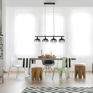 JUST LIGHT. GmbH Висяща лампа Zea, 4 лампи, димно сиво/черно, стъкло, E14, Сив, Дневна/трапезария, Стъкло, Модерен