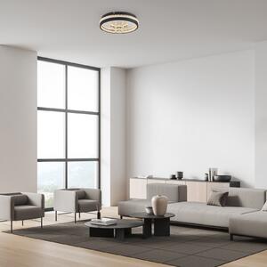 JUST LIGHT. GmbH LED таванна лампа „Ханни“, черна, желязо, алуминий, кристален вид, Черен, Дневна/трапезария, Метал, Модерен