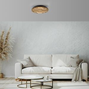 JUST LIGHT. GmbH LED таванна лампа „Акустика“, Ø 38 см, естествено дърво, метал, Дърво, Дневна/трапезария, Дървесина, Модерен