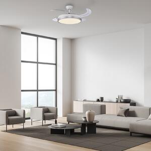 JUST LIGHT. GmbH LED тавански вентилатор Kopta, сребрист, CCT, с дистанционно управление, Ø 107, Затъмняване, Металик, Дневна/трапезария, Метал, Модерен