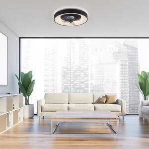 JUST LIGHT. GmbH LED тавански вентилатор Venika, черен CCT, с дистанционно управление, Ø 48,6 см, Затъмняване, Черен, Дневна/трапезария, Метал, Модерен
