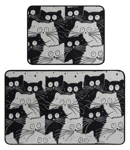 Черни/сиви килими за баня в комплект 2 бр. 60x100 cm White Cats – Foutastic