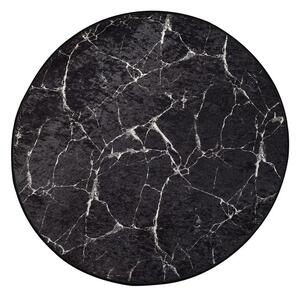 Черен килим за баня ø 100 cm Marble – Foutastic