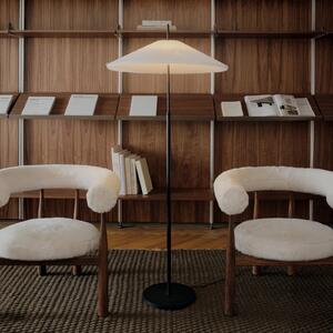 New Works LED стояща лампа „Nebra“ от Works, черно/бяло, 150 см, текстил, Черен, Дневна/трапезария, Метал, Дизайн