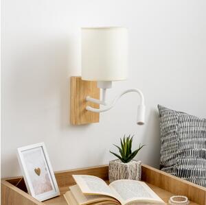 Brilagi - LED Гъвкав аплик NUBILA WOOD 1xE27/25W/230V + LED/3W дъб/бял/кремав