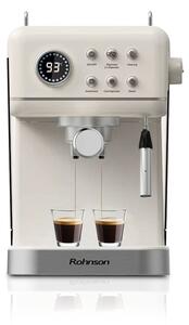 Кафемашина еспресо Rohnson R-98036, 1350W, 20 bar, 1.5 л. обем на резервоара за вода, двоен филтър от неръждаема стомана, бяла