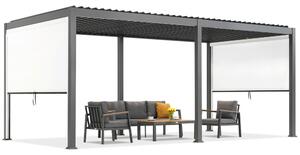 Свободностояща пергола за тераса Lagos 3x6 с 3 м странични ролетни щори Garden Point в антрацитно-бял цвят