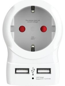 Контакт Skross 1500282, 1 гнездо, 2x USB Type-A порта, 5V/2.4A, бял