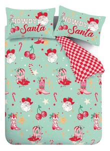 Зелено-розово единично спално бельо 135x200 cm Santa's Howdy Christmas – Catherine Lansfield