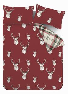Червено двойно удължено спално бельо 230x220 cm Munro Stag Check – Catherine Lansfield