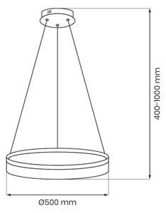 LED полилей на кабел GALA LED/25W/230V Ø 50 см, сребрист