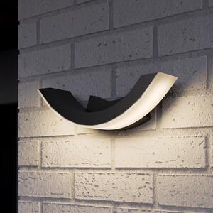 Lucande LED външно стенно осветление Half, 30 cm, антрацит, IP54, Черен, Алуминий, Модерен