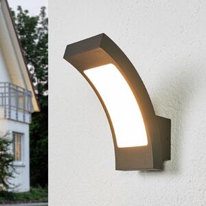 Lucande LED външна стенна лампа Juvia, 19 cm, антрацит, IP54, Черен, Метал, Модерен