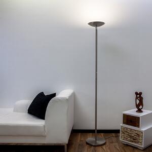 Lindby LED стояща лампа Malea, в цвят никел, с регулиране на яркостта, 180 см, Затъмняване, Металик, Дневна/трапезария, Метал, Модерен