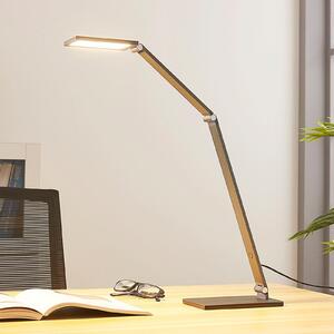Lucande LED настолна лампа Mion, 41 cm, ъглова, с възможност за димиране, Затъмняване, Сив, кабинет / офис, Метал, Модерен