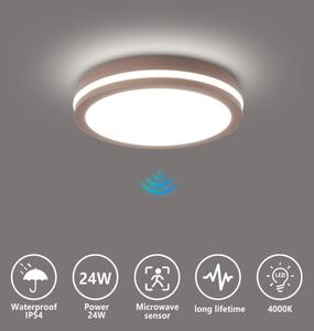 Brilagi - LED външно осветително тяло със сензор BENE LED/24W/230V Ø 26 см кафяво IP54