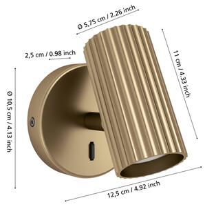 Eglo 902033 - Настенно спот осветително тяло PORTILLO 1xGU10/5W/230V златисто