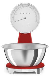 Кухненска везна Smeg KSF01RDWW, Аналогов и дигитален дисплей, До 5 кг/5 л, ТАРА, LED дисплей, Противоплъзгаща се основа, Автономия до 36 часа, Червен