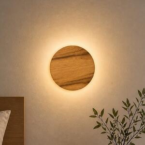 Elobra LED стенна лампа Havana S, дъб/метал, Ø 19 см, IP44, Дърво, Баня, Дървесина