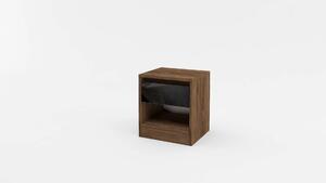 Нощно шкафче Modern M09 (дъб бренди кастело + МДФ черен гланц)