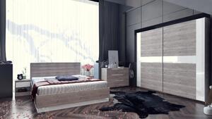 Спален комплект Modern 3 (сив дъб кастело + МДФ бял гланц)