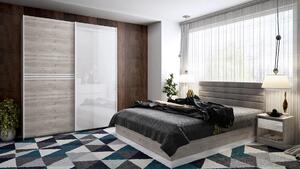 Спален комплект Modern (сив дъб кастело + МДФ бял гланц)