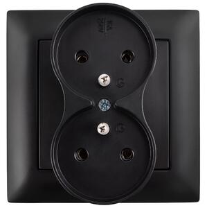 Двоен контакт със заземяване и рамка OSTE JNH002-G Black