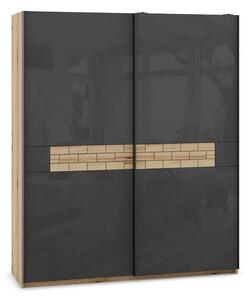 Гардероб SLine 07 (крайбрежен дъб + МДФ антрацит гланц, 140, V01)