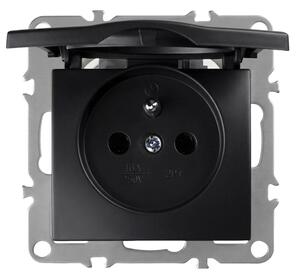 Единичен контакт със заземяване и капаче OSTE JNH005-G Black