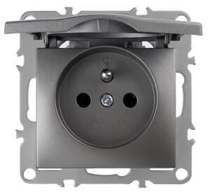 Единичен контакт със заземяване и капаче OSTE JNH005-G Grey