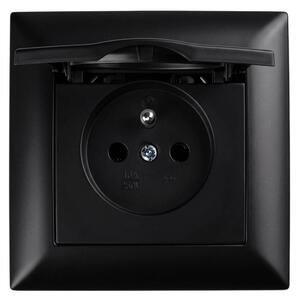 Единичен контакт със заземяване и капаче с рамка OSTE JNH005-G Black